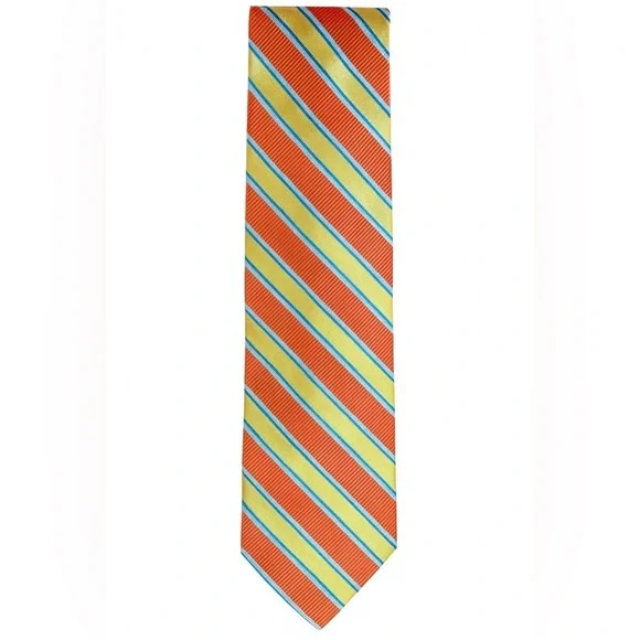 New Brooks Brothers Silk Tie Orange Yellow Stripe Classic Office Preppy Wedding - Picture 4 of 5